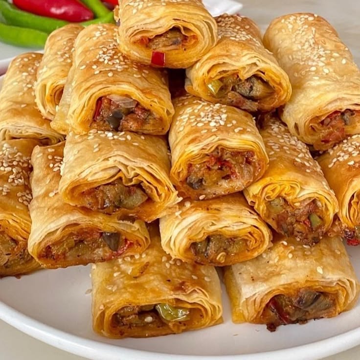 Patlicanli Borek (Eggplant Borek Rolls)