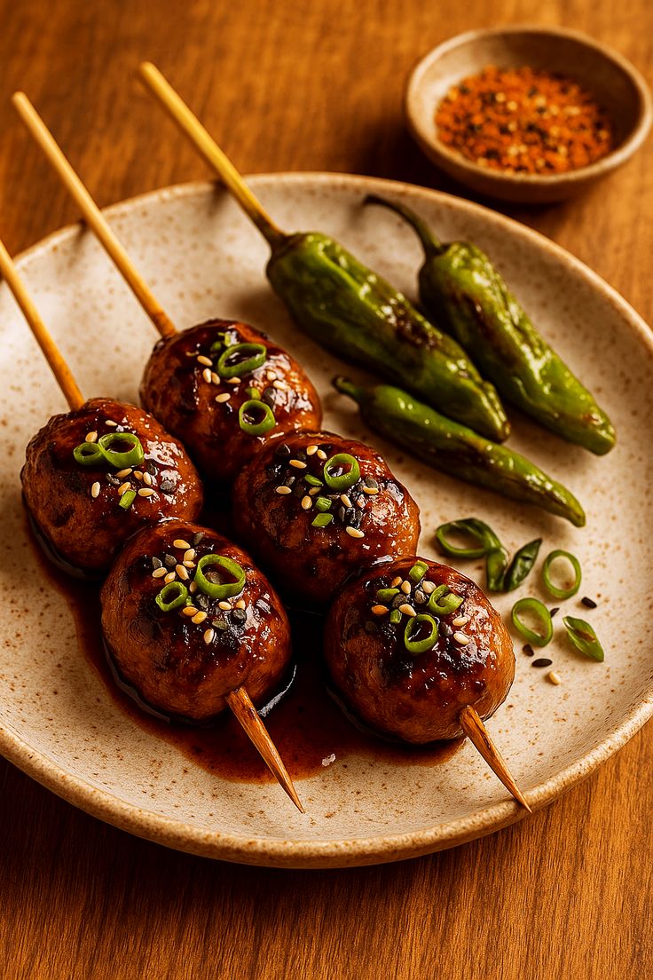 Tsukune (Japanese Chicken Meatball Skewers)
