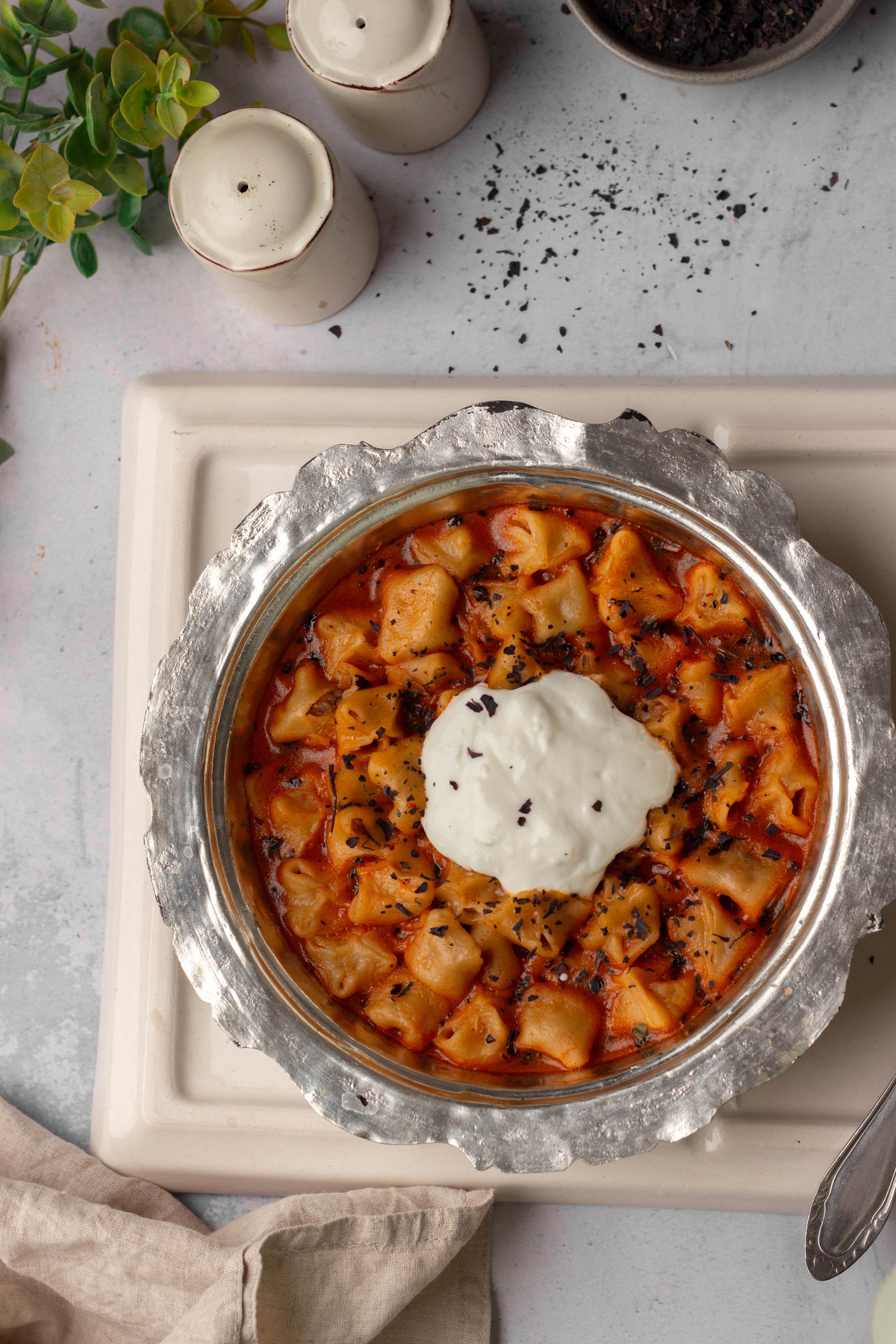 Turkish Manti (Mini Beef Dumplings with Yogurt and Butter Sauce)