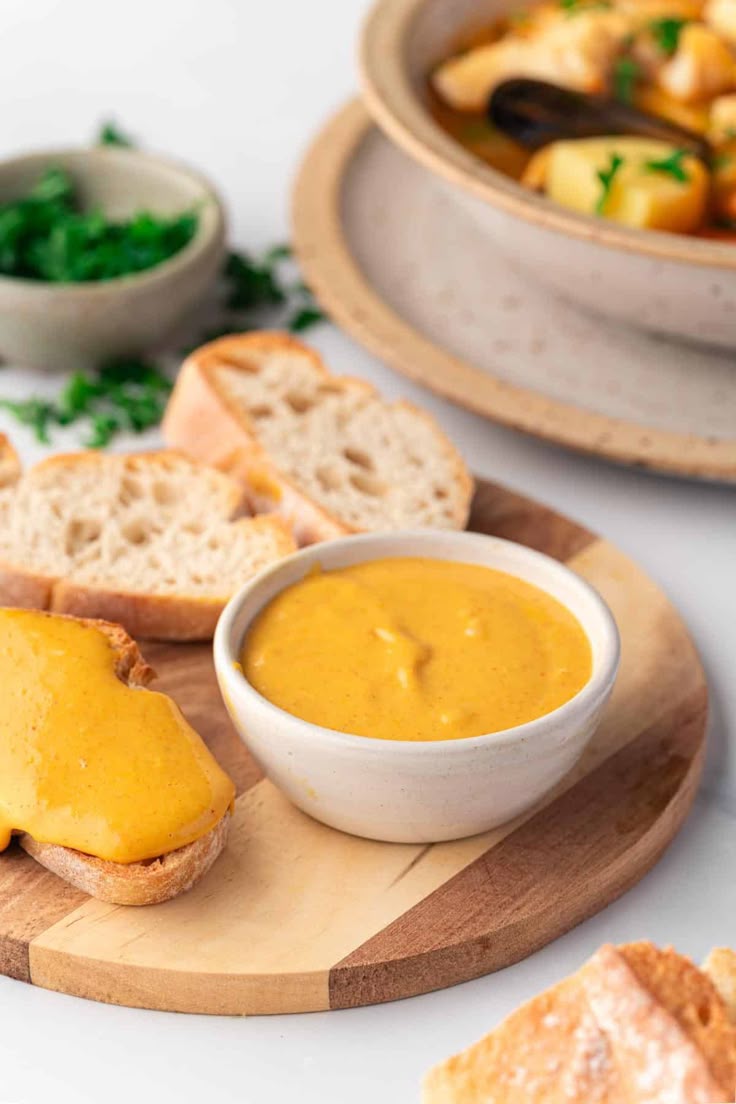 French rouille sauce made with roasted red pepper, garlic, and olive oil.