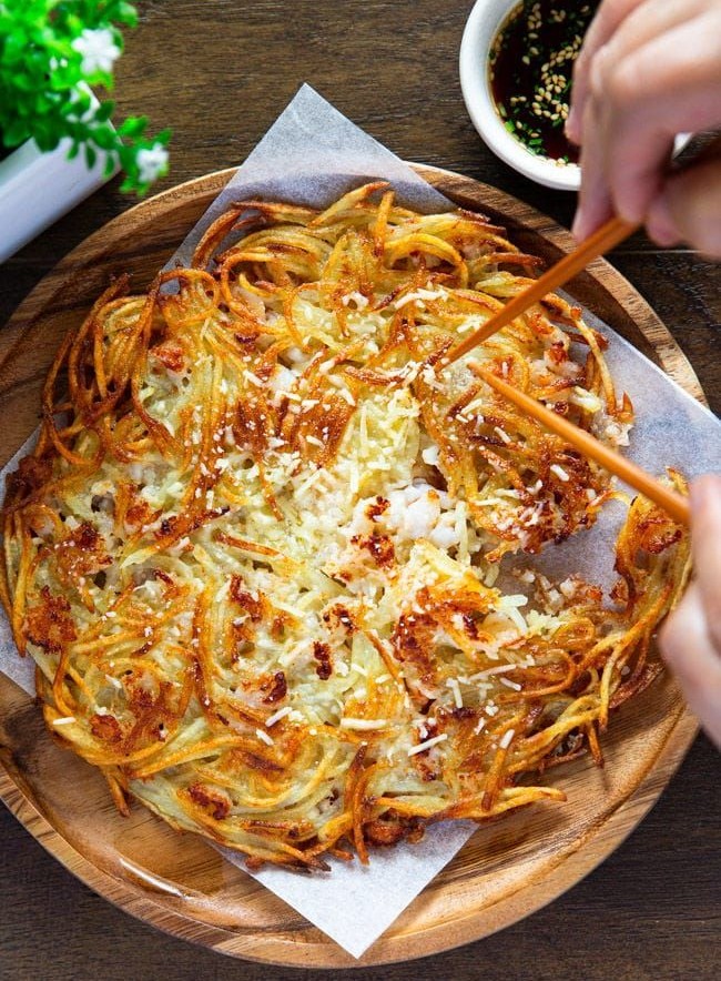 Crispy Matchstick Potato Pancake (Gamja-chae Jeon)