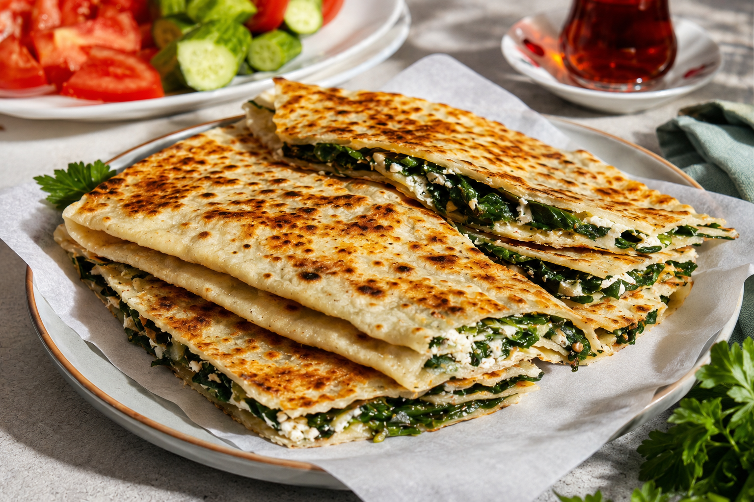 Turkish Spinach & Cheese Gozleme