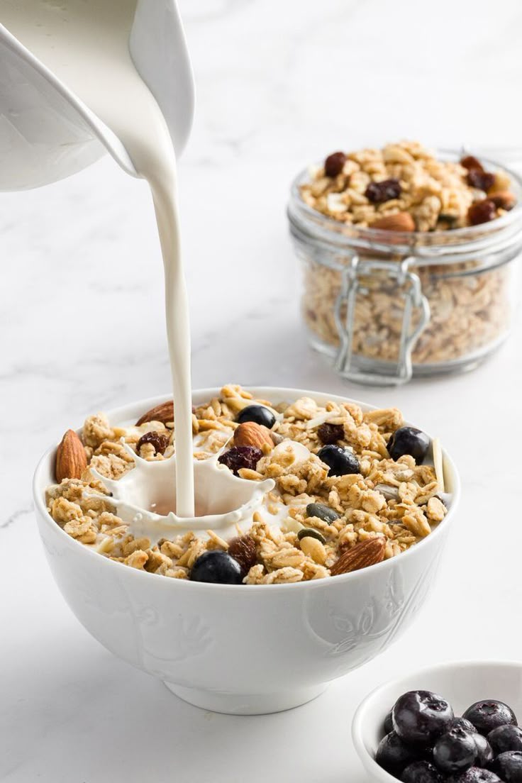 Crunchy homemade granola with oats and nuts.