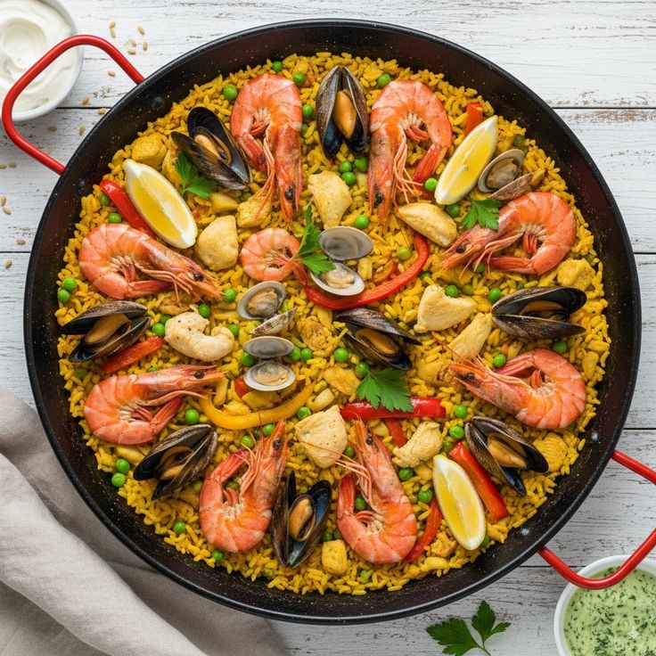 Paella Valenciana (Chicken, Chorizo and Shrimp Paella)