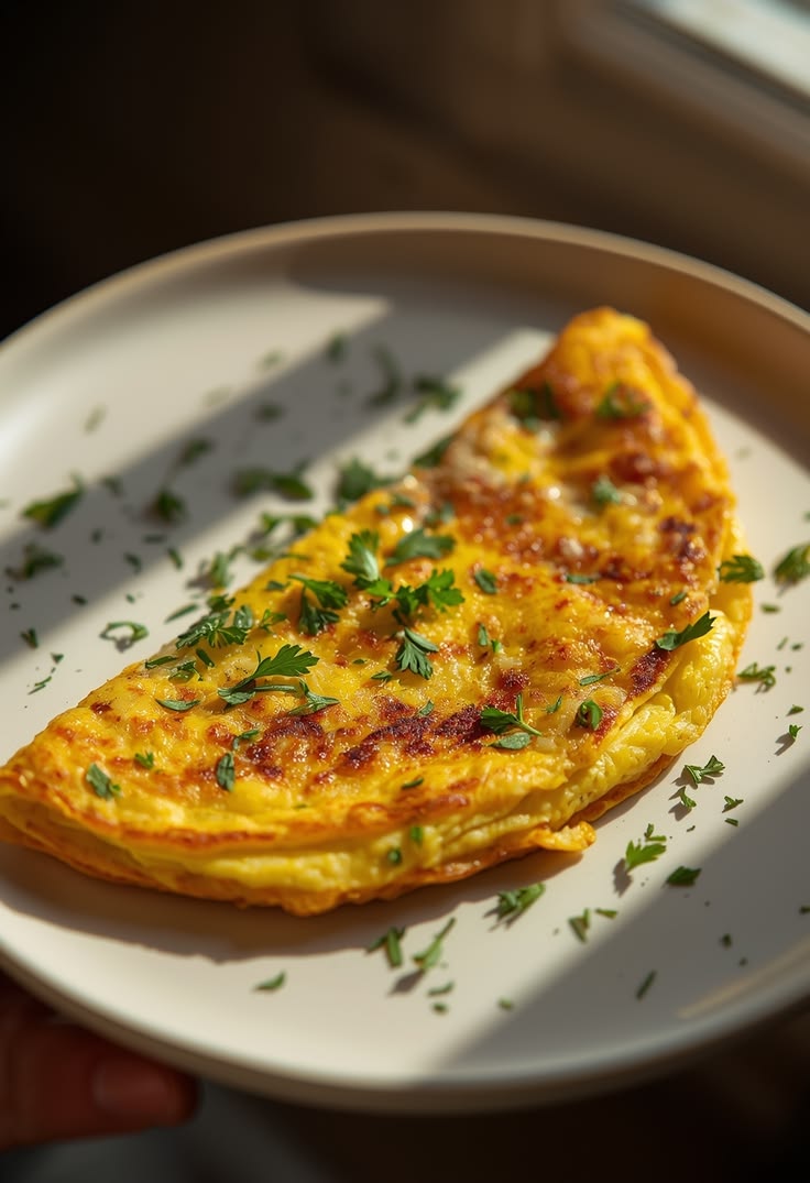 Smooth French omelette with soft creamy center.