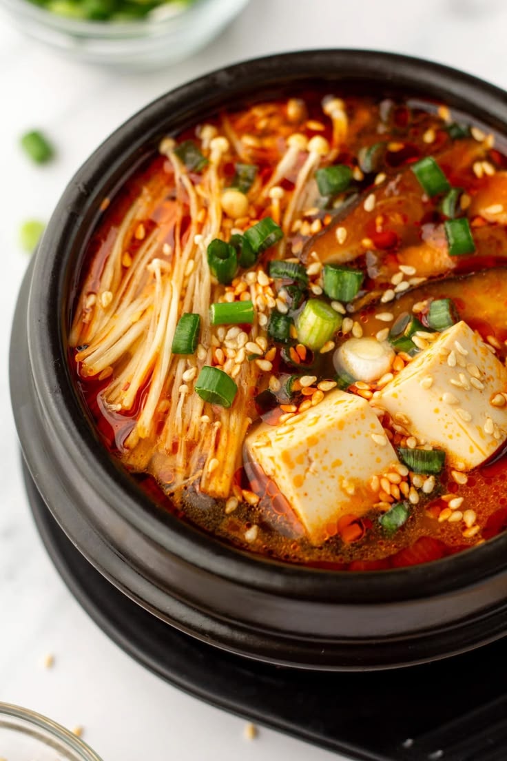 Korean Tofu and Mushroom Hot Pot (Dubu Beoseot Jeongol)