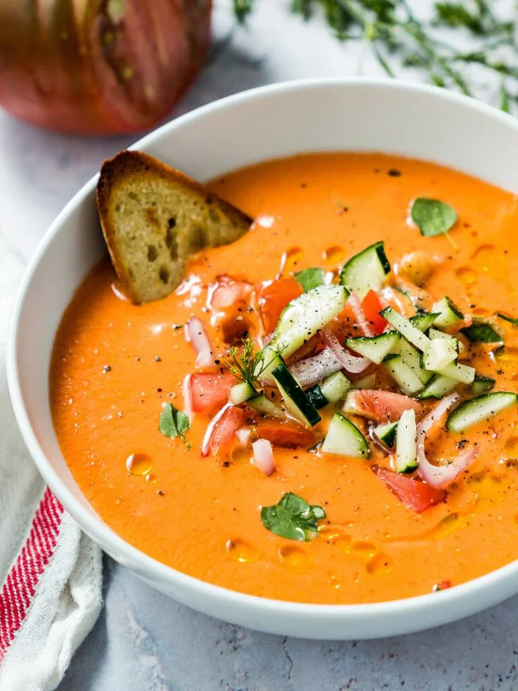 Gazpacho Andaluz (Traditional Spanish Cold Tomato Soup)