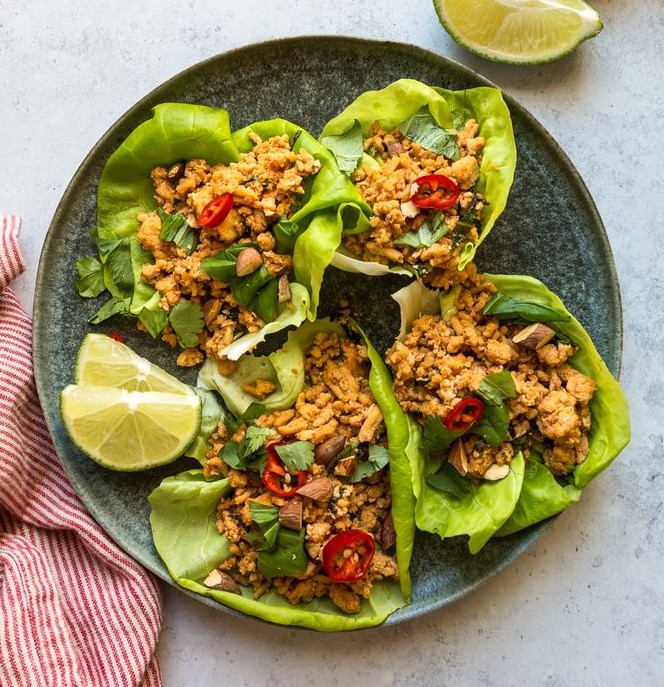 Thai Basil Chicken Lettuce Wraps