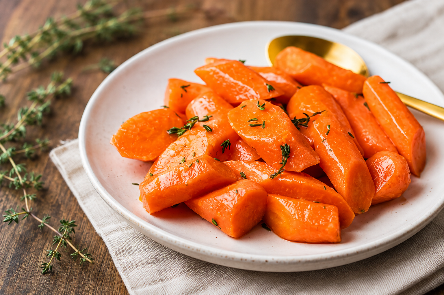 Tender steamed carrots tossed with lemon herb butter and fresh parsley.