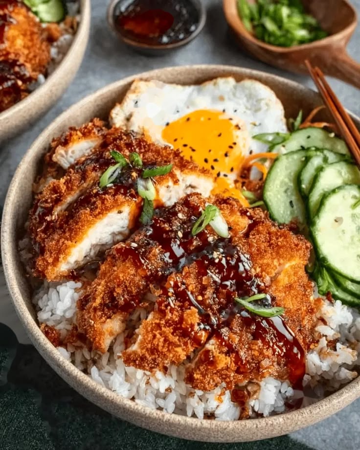 Halal Chicken Katsudon (Chicken Cutlet Rice Bowl)
