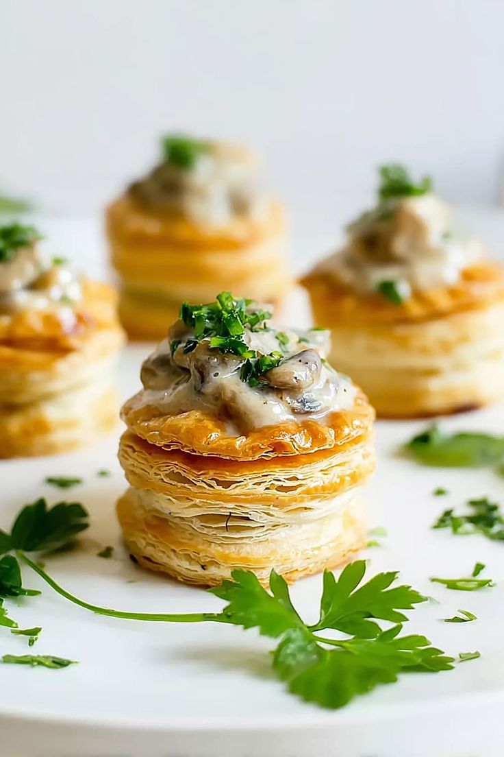 Golden flaky French vol au vent puff pastry shells.