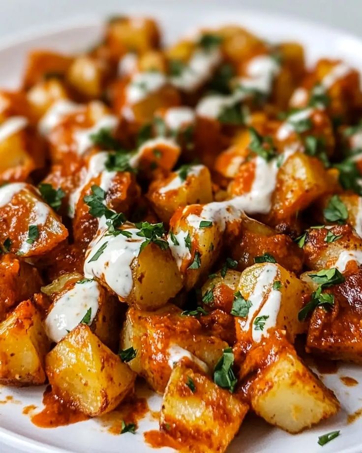 Patatas Bravas (Spanish Fried Potatoes with Brava Sauce)